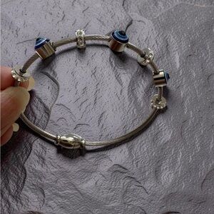 Magnet closing Silver and Blue evil eye 🧿 Women's Bracelet